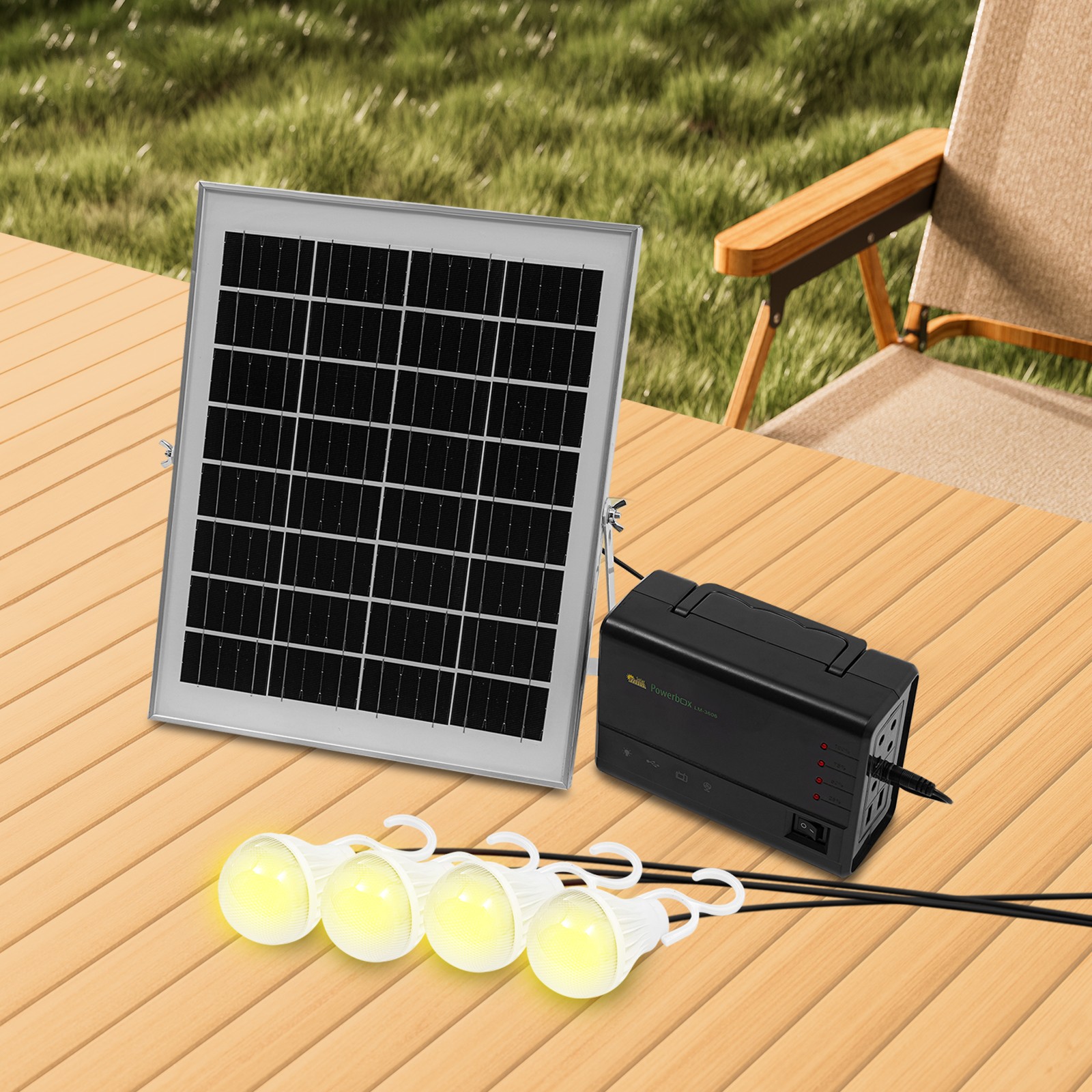 Portable Station Solar Panel Power Inverter Electric Generator Set +4 LED Light