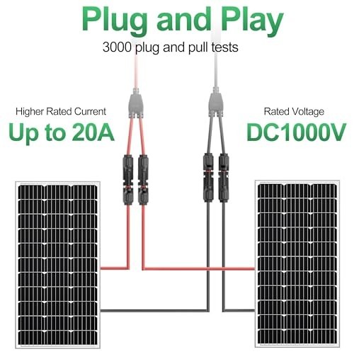 Solar Y Branch Connectors 2 Pairs MFF FMM Parallel Adapter IP67 for Panel Wiring