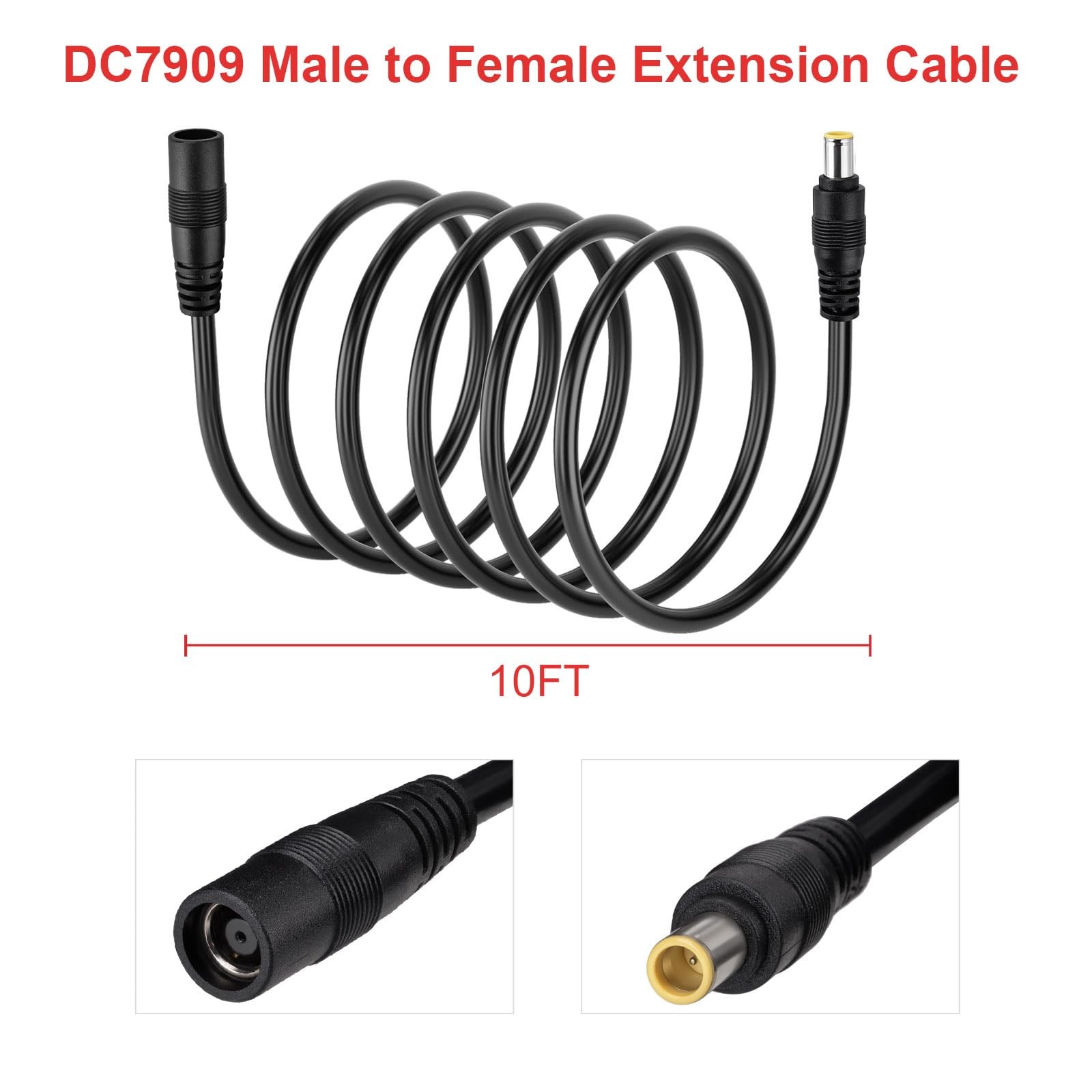 DC Power Extension Cable, 14AWG 10FT 8mm Male to Female Extension Cord Compat…