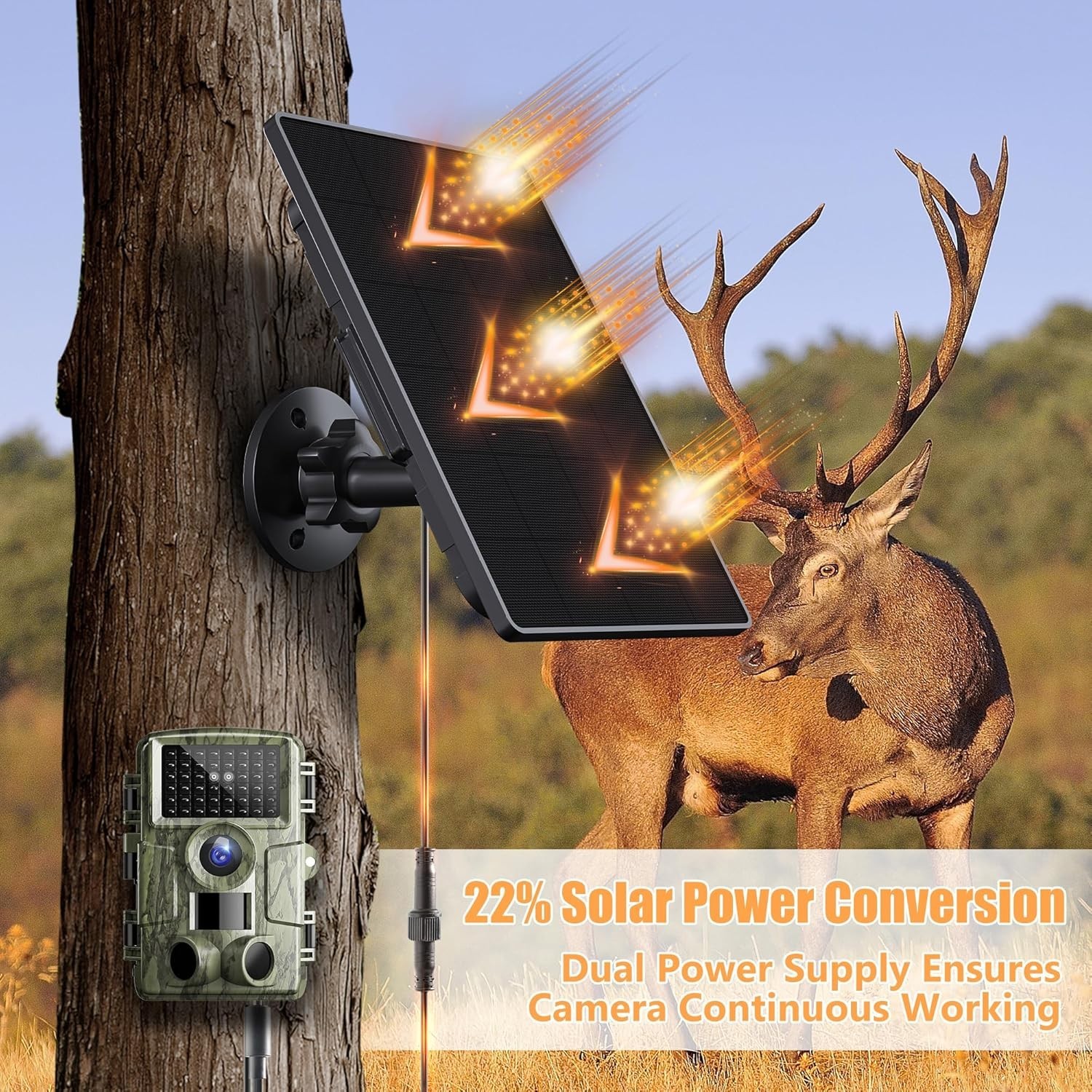 6W Solar Panel Charger with 6000mAh Battery for Hunting Camera – Waterproof