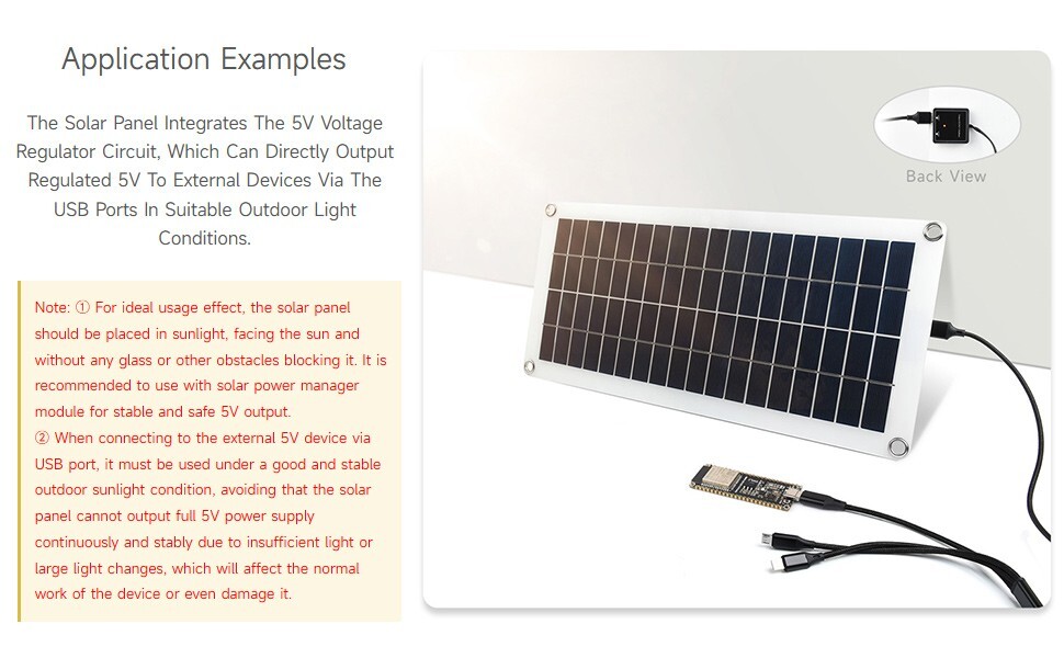 Waveshare 18V 10W Semi-flexible Polycrystalline silicon Solar Panel Supports 5V