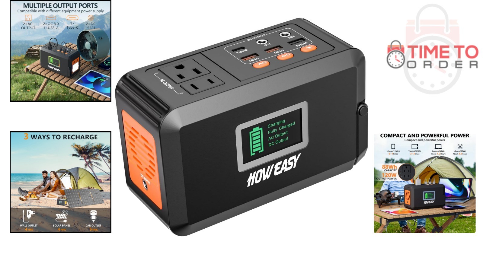 Portable Power Station 88Wh Lithium Battery 120W Solar Generator for Camping