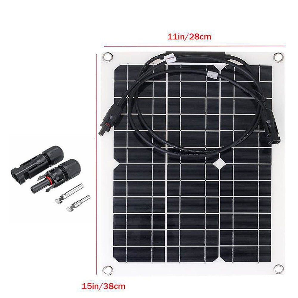 100W Flexible Solar Panel 18V Battery Charger Kit For RV/Boat/Car/Home US