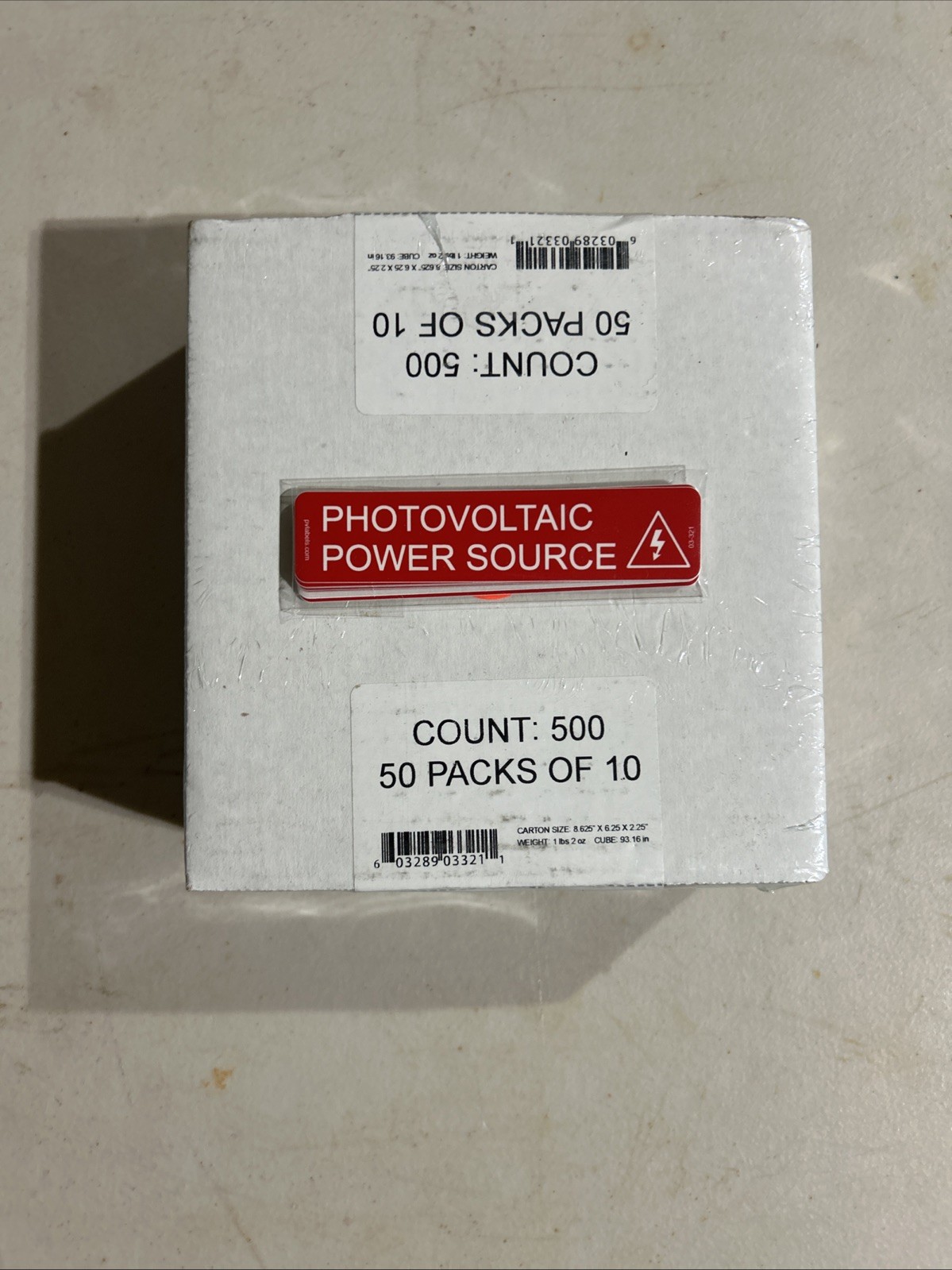 PV Labels 03-321 NEC Premium Solar PV System Labels Pack of 500, 50 Packs Of 10