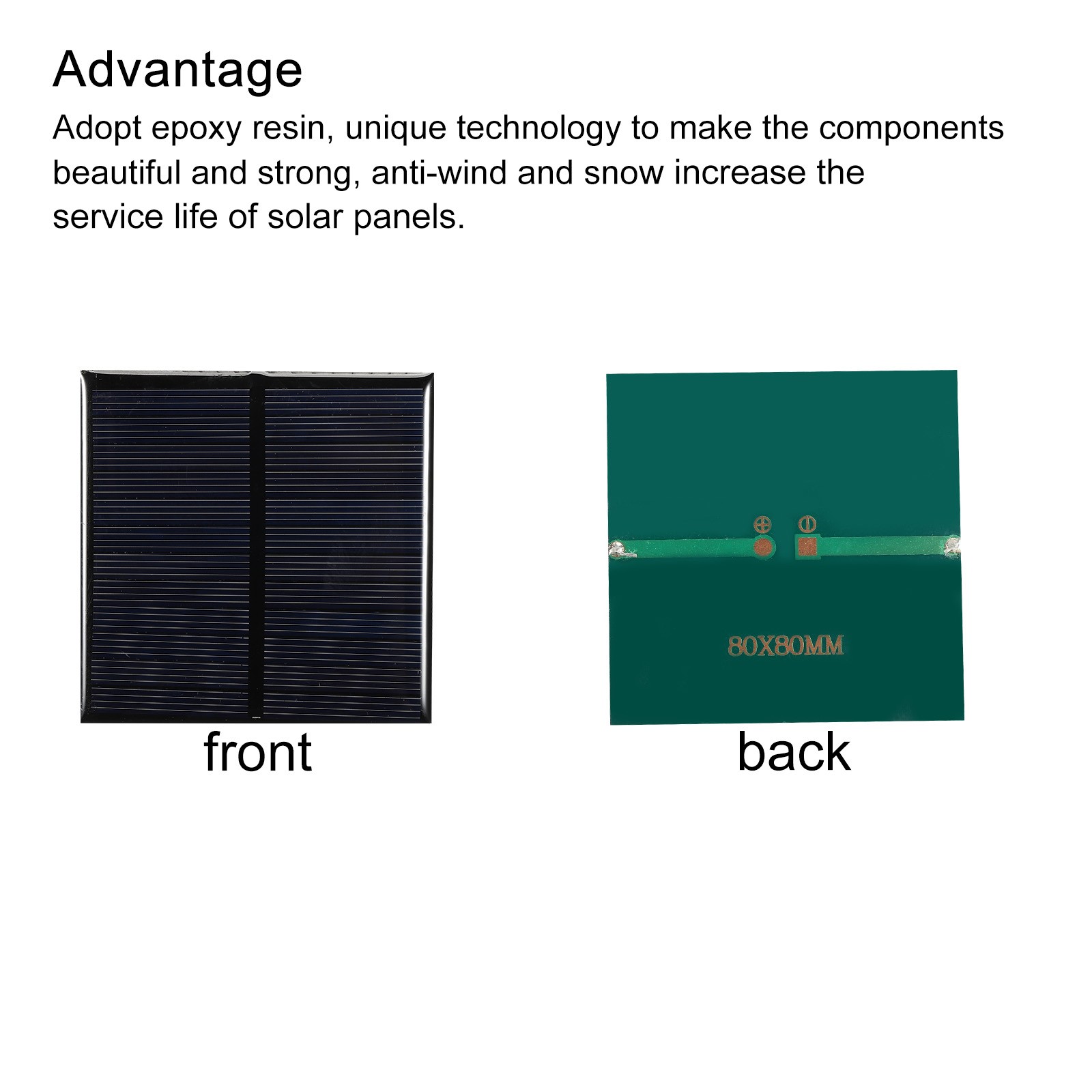 2Pack Mini Solar Panel Cell 6V 150mA 0.75W 80mm x 80mm