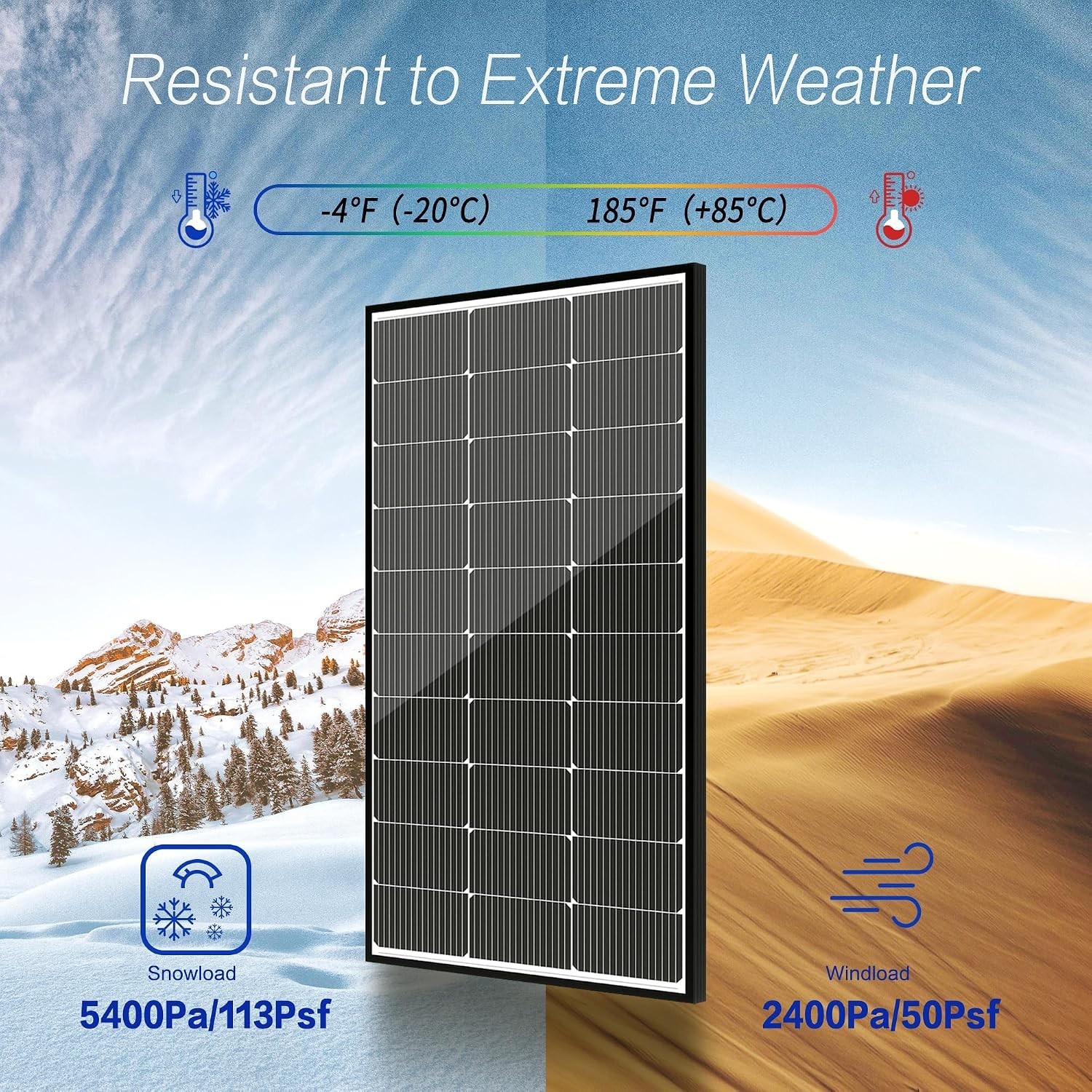 100 Watt Solar Panel, N-Type 16BB High Efficiency 12 Volt Solar Panels, 25% H…