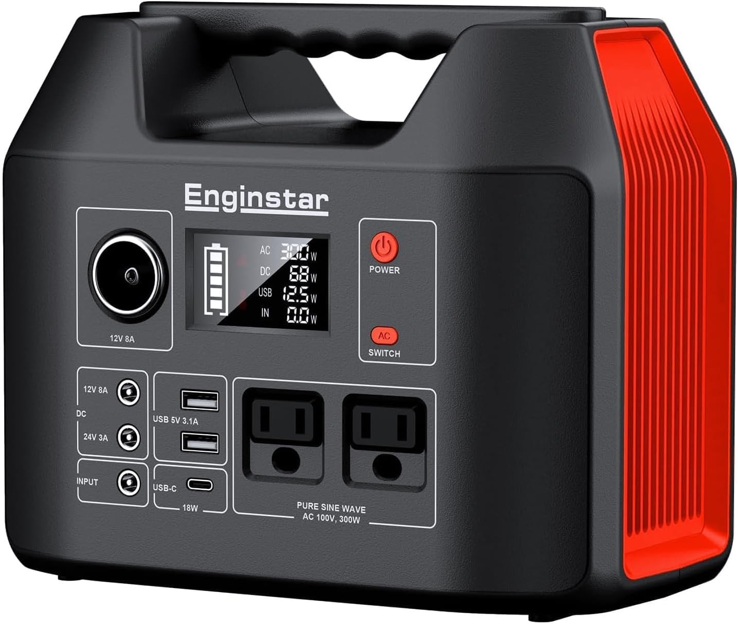 EnginStar Portable Power Station 300W 296Wh CPAP Backup Battery