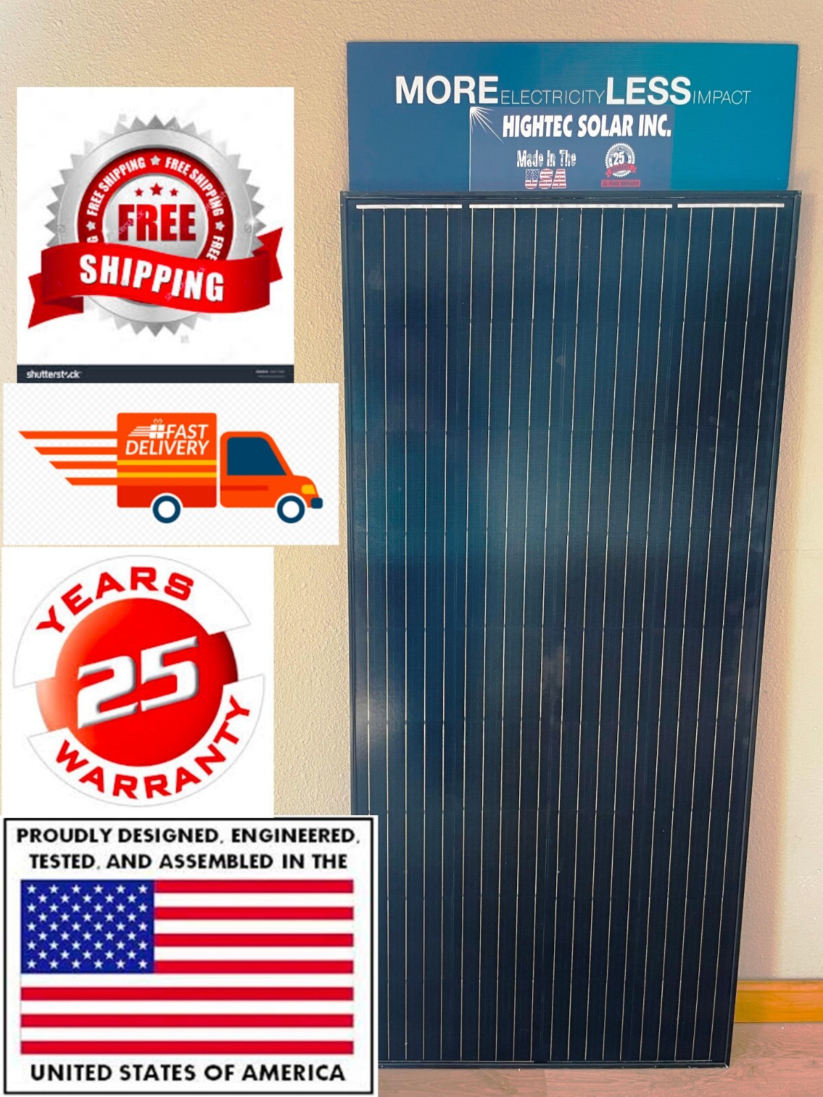 1- 215W Solar Panel Off Grid RV Boat solar panels BLACK FRAME BLACK FRONT new