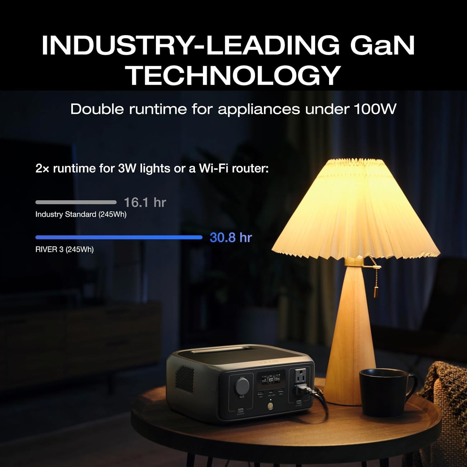 RIVER 3 Portable Power Station – Solar Powered with 600W X-Boost Capability