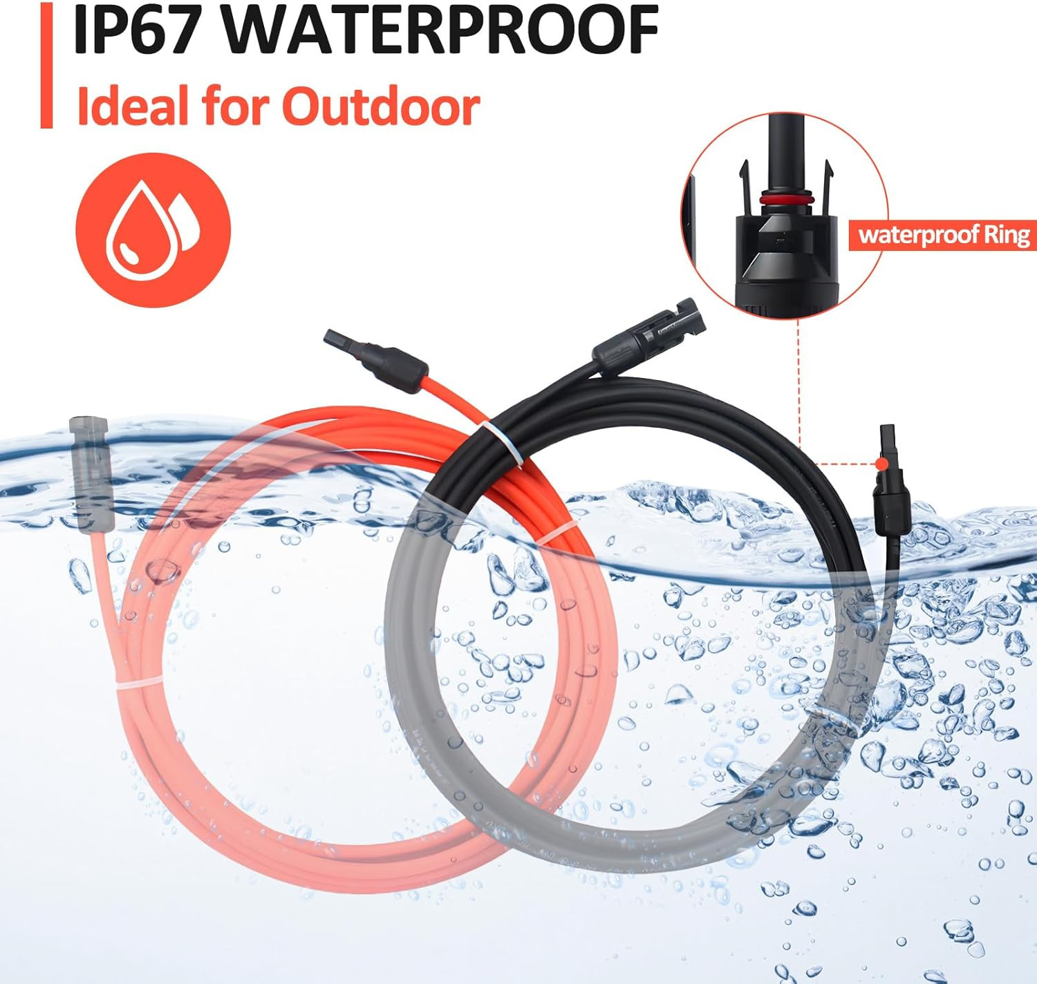 10FT 10AWG Solar Extension Cable with Female and Male Connector with Extra Free
