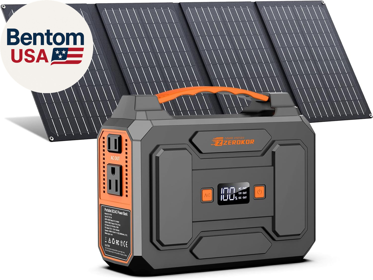 Portable Power Station with Foldable 40W Solar Panel, 100W Solar Powered Generat