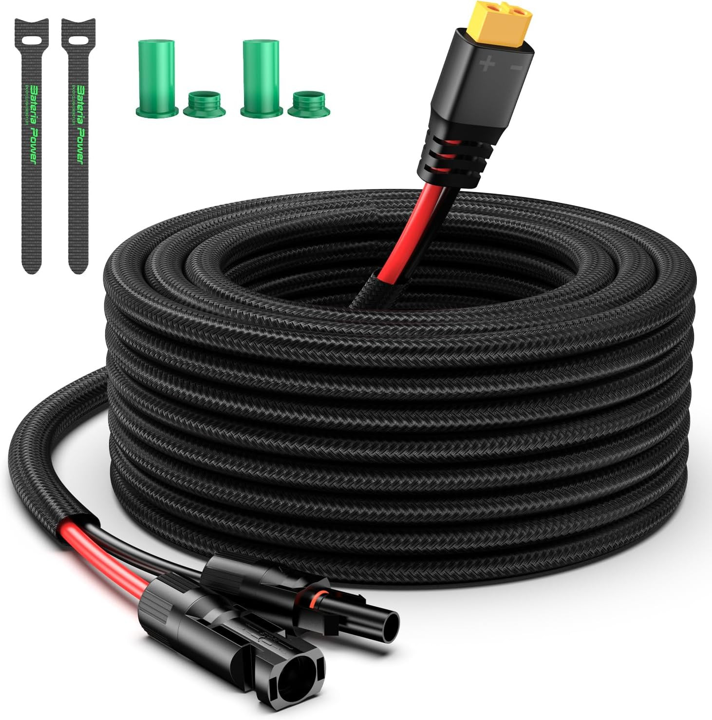 Bateria Solar Charge Cable to XT60 Adaptor and Solar Connectors – 12AWG 10FT for