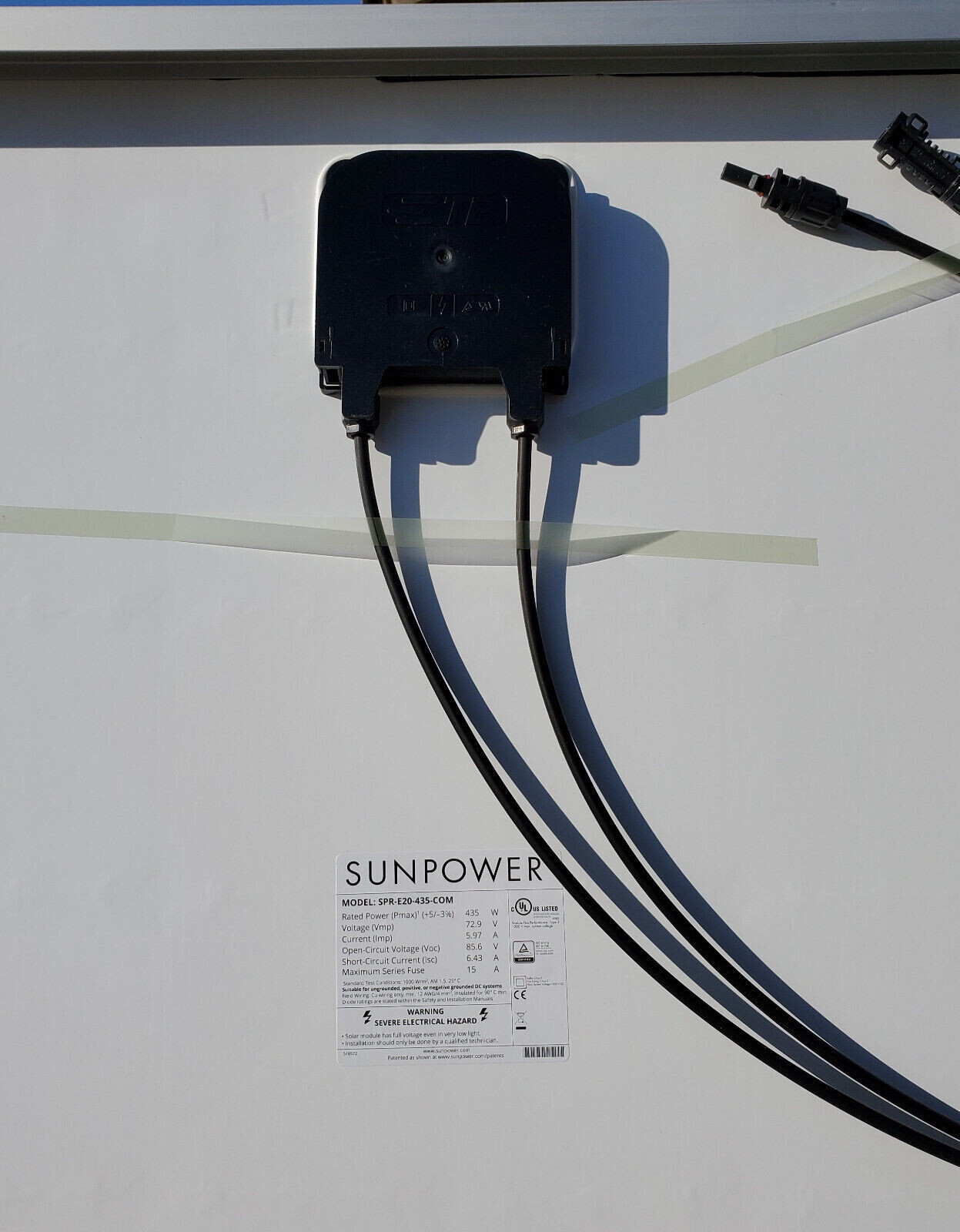 SUNPOWER 435W E20-435-COM US MADE 85.6 VOLT COMMERCIAL SOLAR PANEL