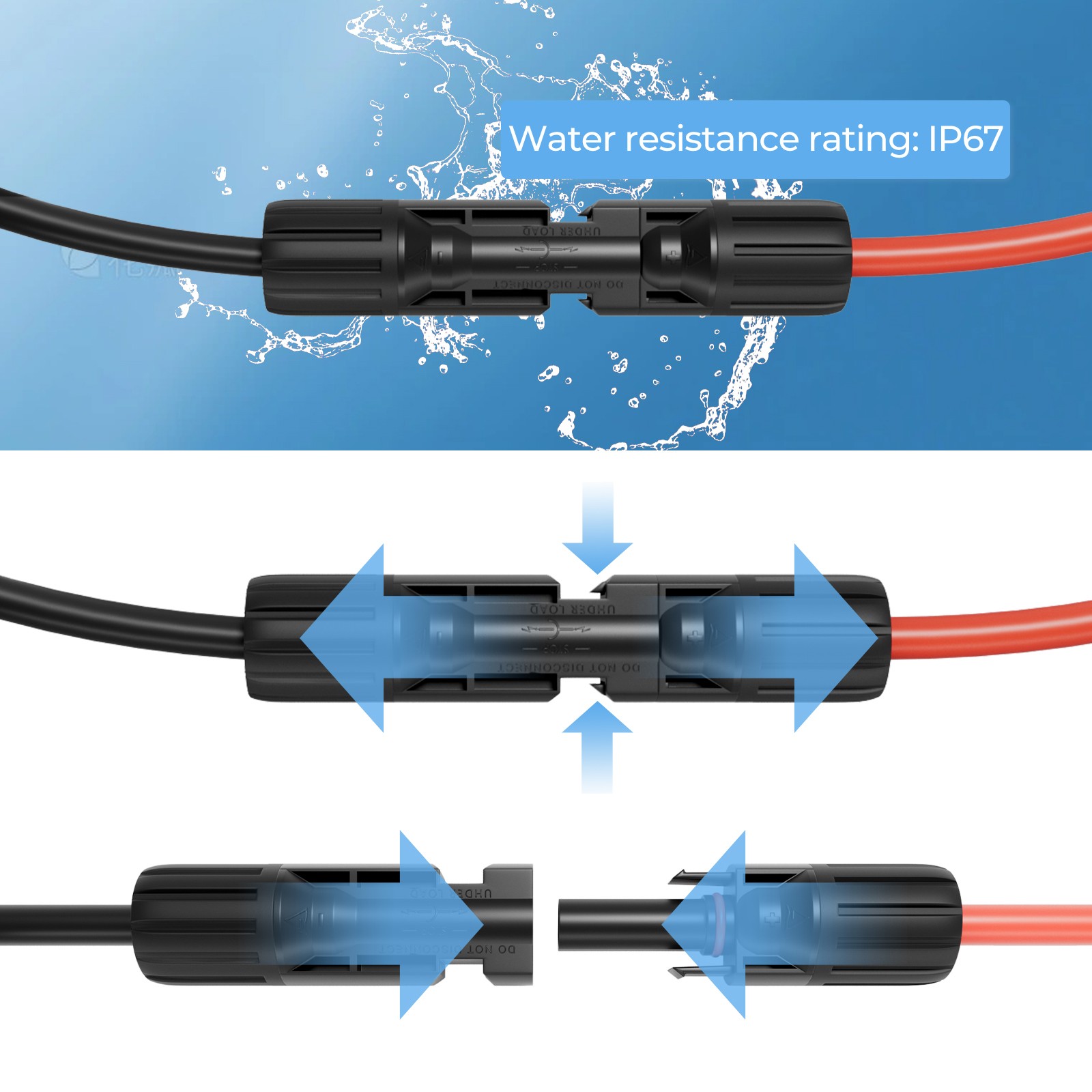 M/F Solar Panel Y Branch PV Connector Adapter Cable Connectors Extension