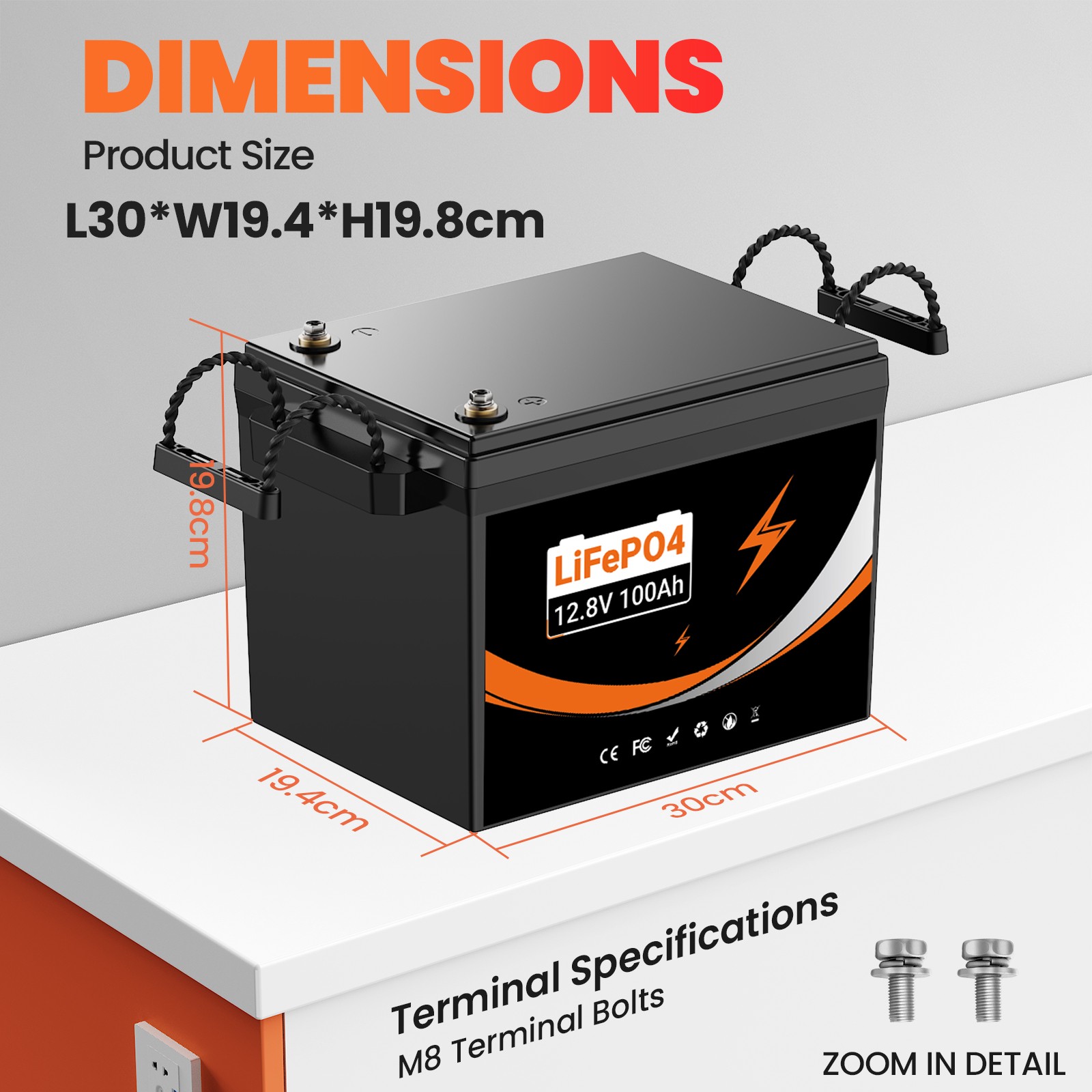 12V 100AH LiFePO4 Lithium Battery Deep Cycles For RV Camping Marine Solar Garden