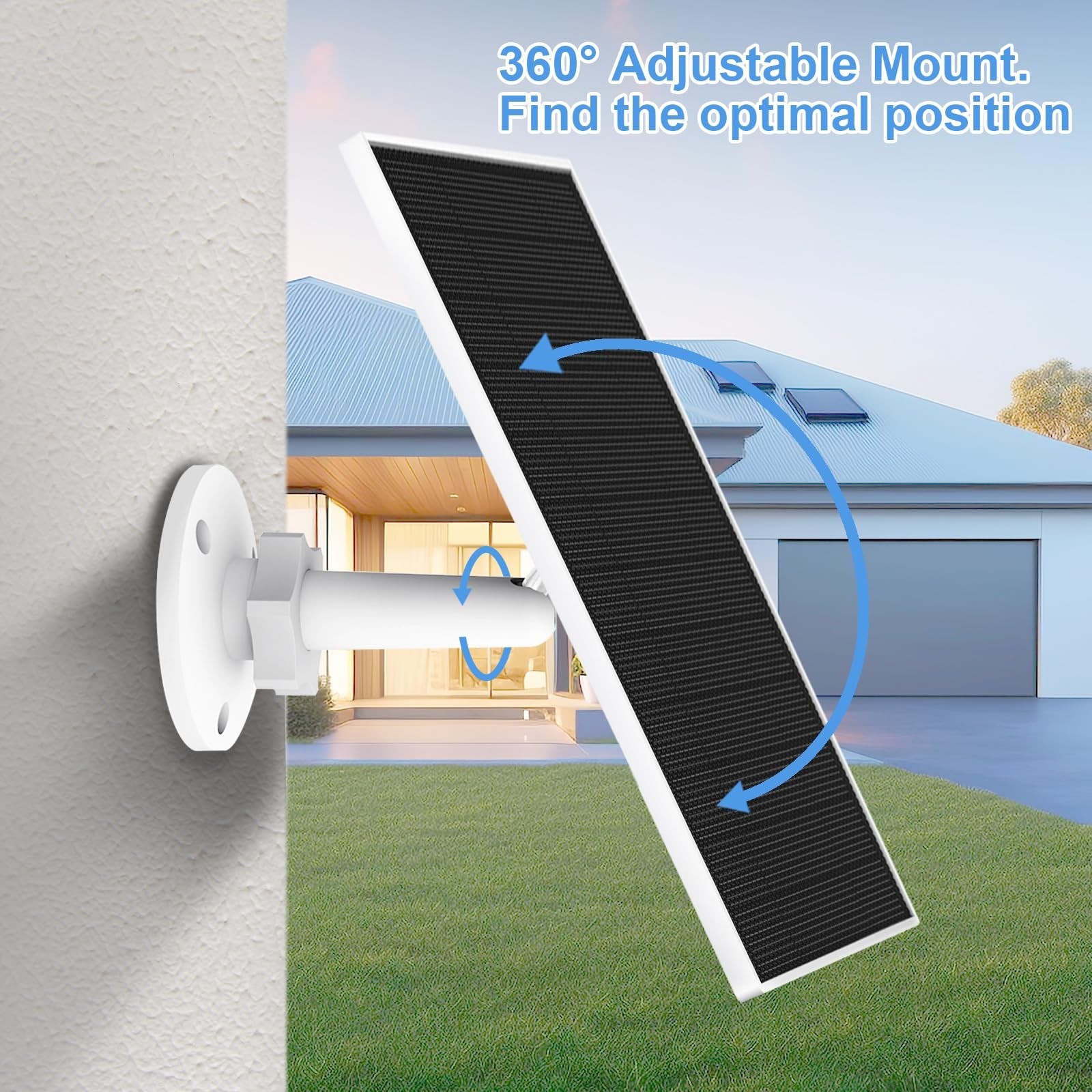 5W Solar Panel Charger for Outdoor Cameras, Continuous Power Supply, 9.8ft Cable