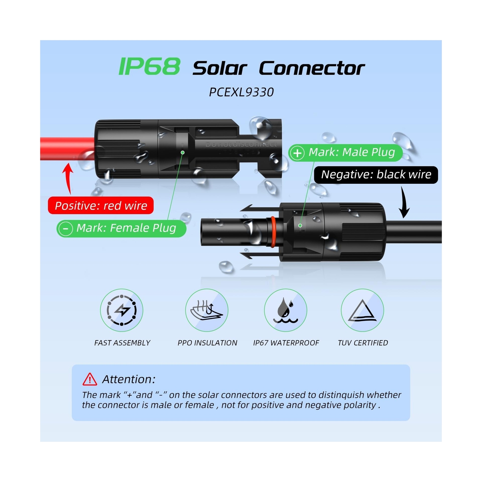 100FT 12AWG Solar Panel Extension Cable, Bateria Power 12 Gauge 4mm² PV Wir