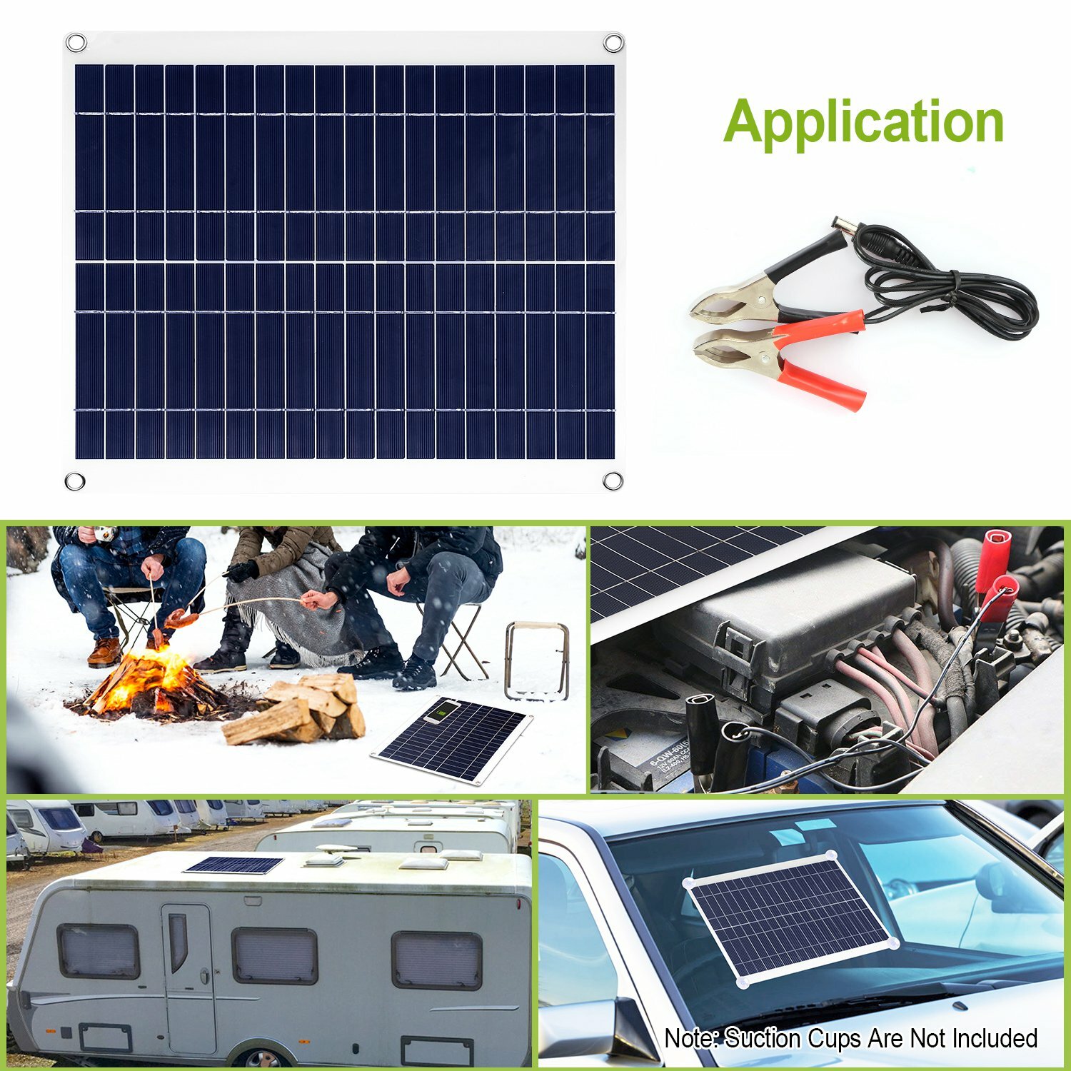 25W 12V Solar Panel USB Port Battery Charger Car RV Boat Outdoor Travel Portable