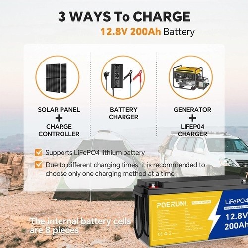 12V 200Ah LiFePO4 Battery Auto Grade 15000 Deep Cycles Lightweight Solar RV