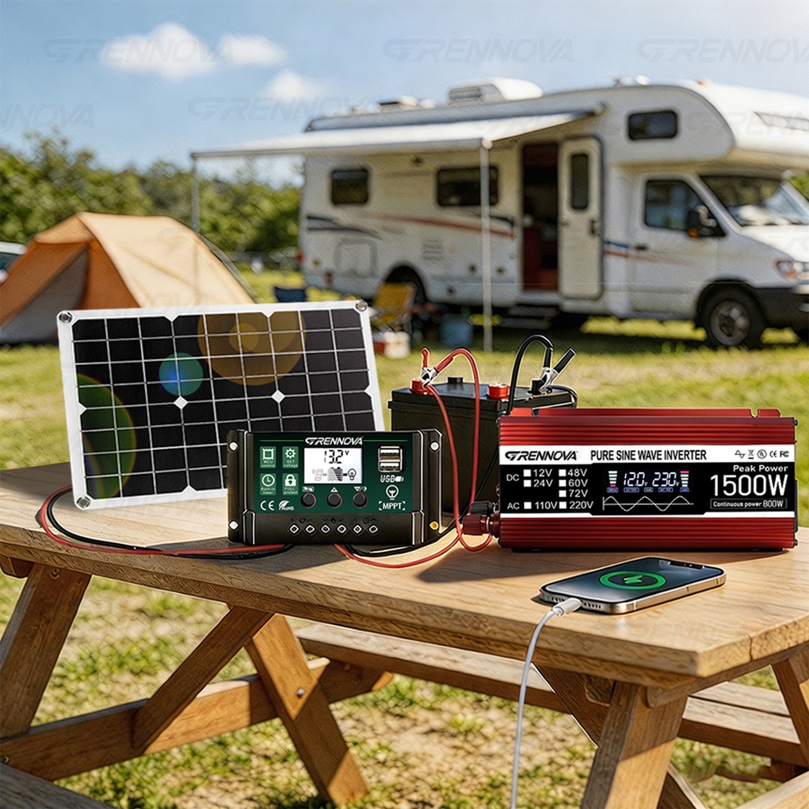 Grennova 1500W Solar Kit 40W Panel 60A MPPT Off-Grid Home Camping Backup