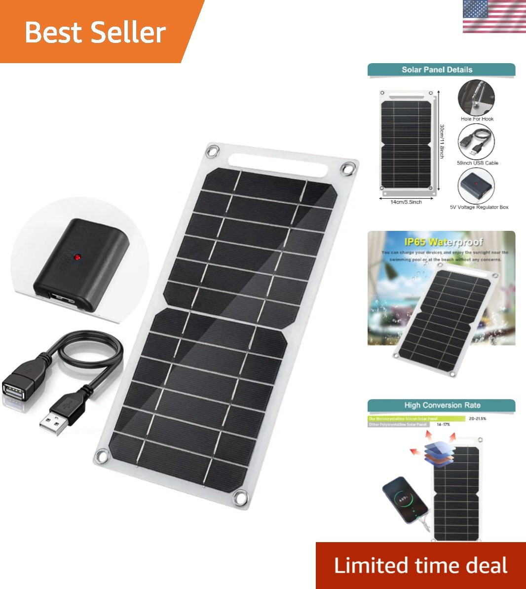 Ultra-Light 5V 6W Solar Panel Charger – Ultimate Solution for Camping and Hiking
