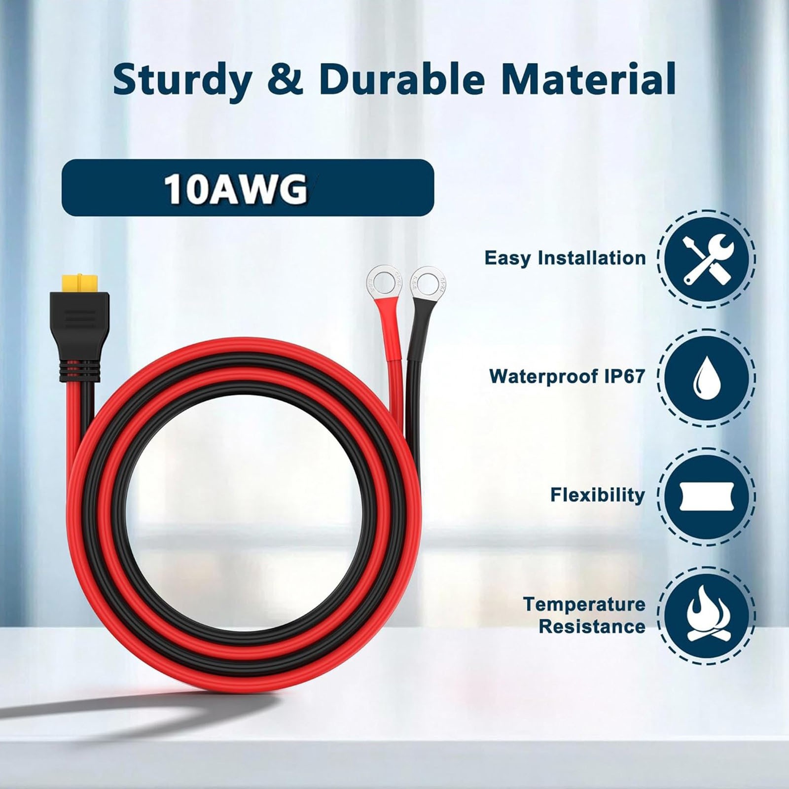 XT60 Female to M8 O Ring Eyelet Terminal Plug Connector Cable 10AWG Charger