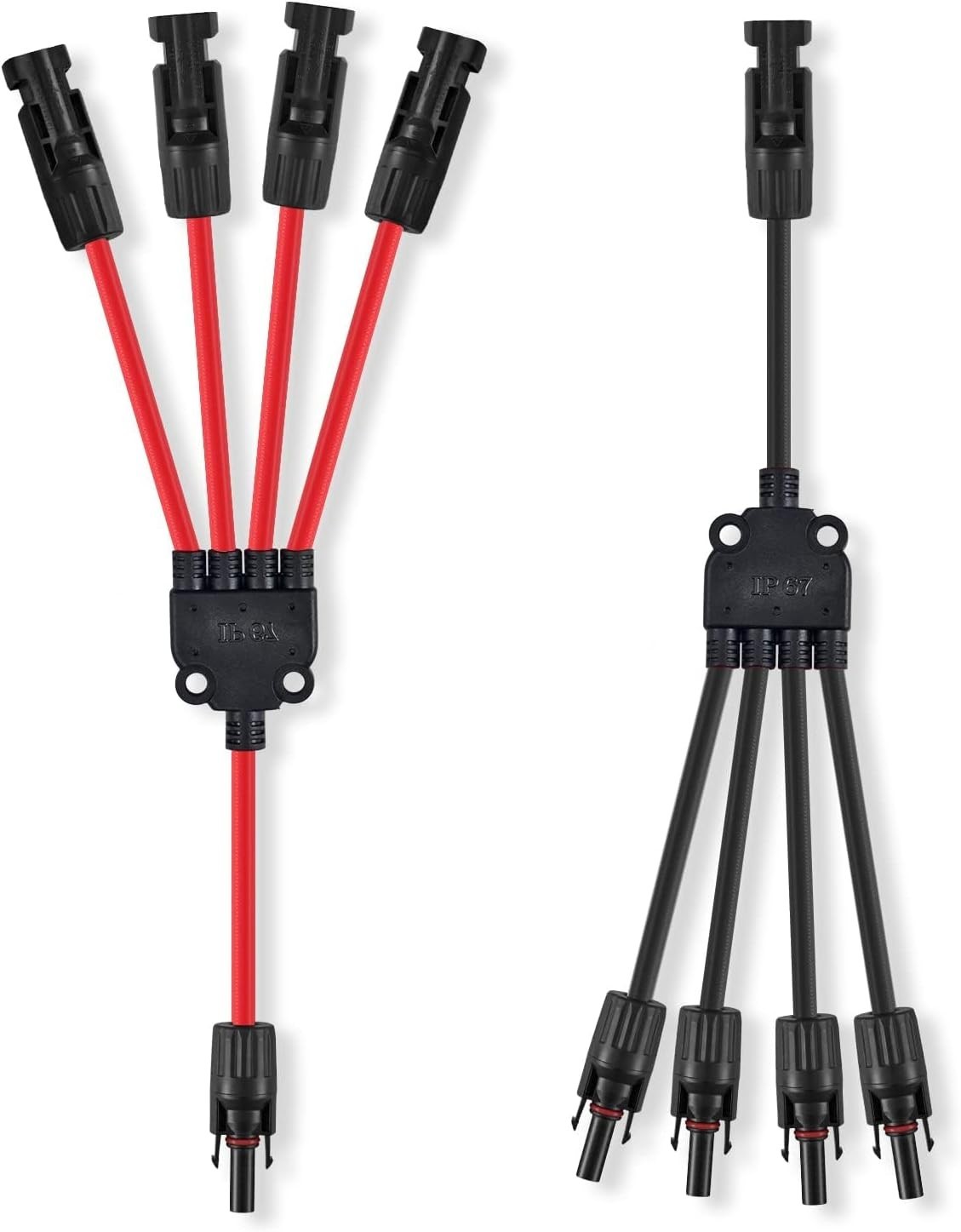 Plug & Play 4-to-1 Solar Panel Connector Y Adapter – Red & Black Dual Insulation