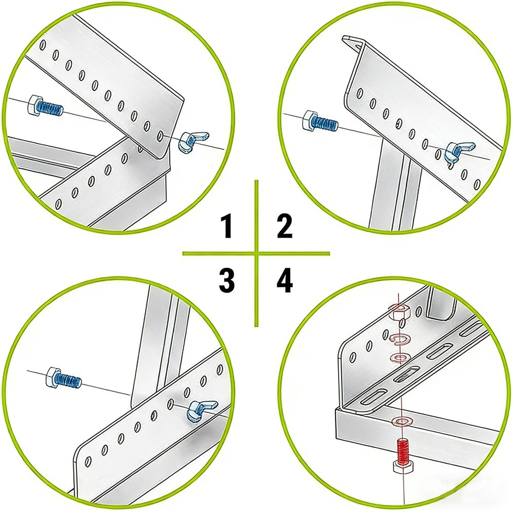 Adjustable Solar Panel Mount Brackets, with Foldable Tilt Legs for RV, Roof,Boat