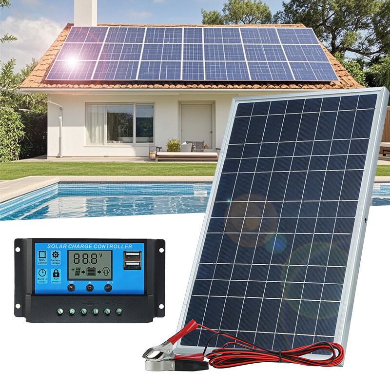 30W Solar Panel Kit 12V with 100A Solar Charge Controller for Boat Car RV Home