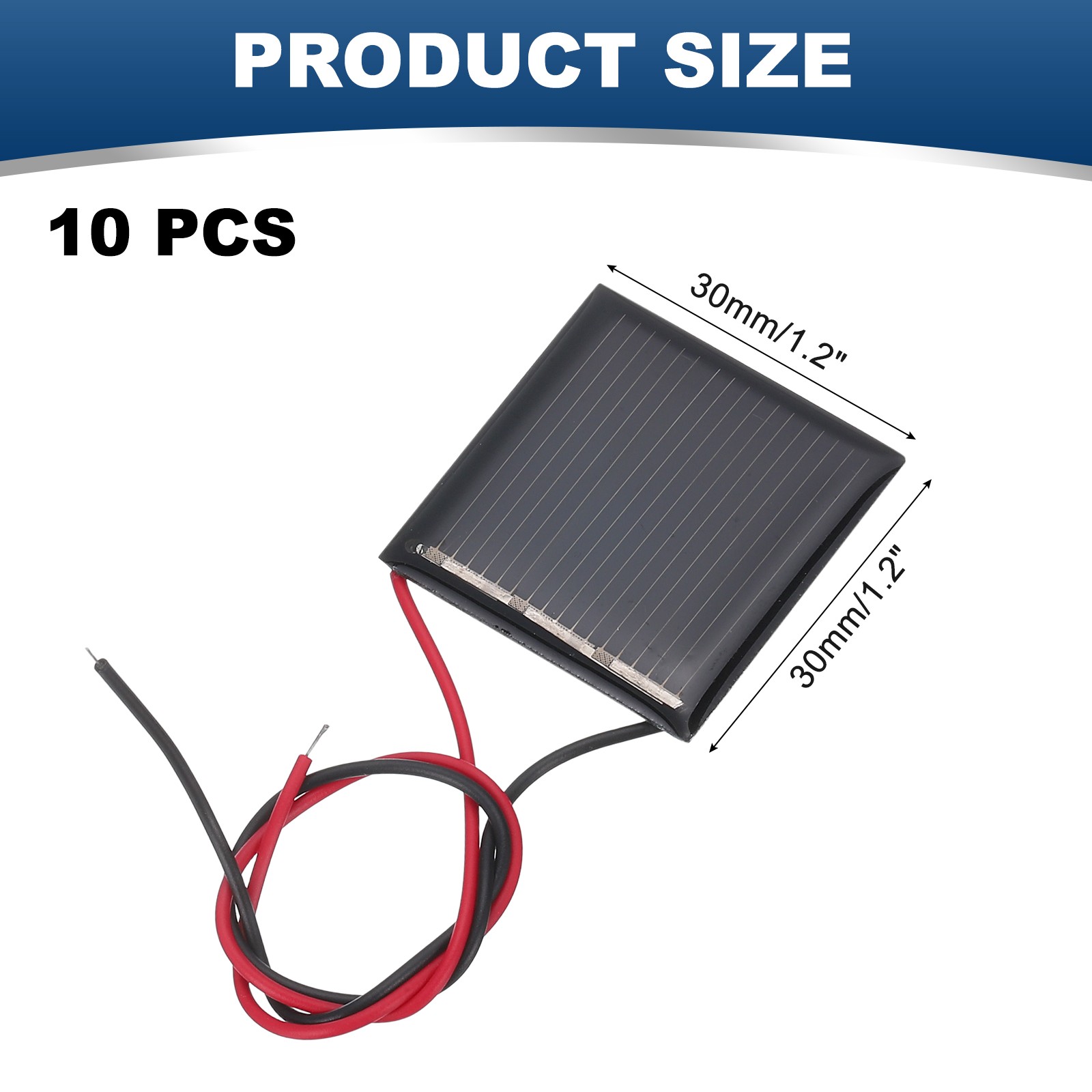 10 Pcs 1.5V 0.09W 60mA Mini Solar Panels with 2 Cable 30mm x 30mm
