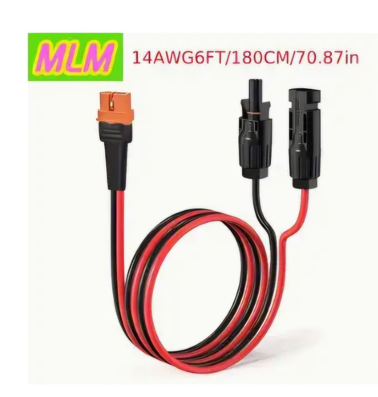 6Ft Solar Cable Solar Extension Cable,14Awg Solar Panel Extension Cable with Fem