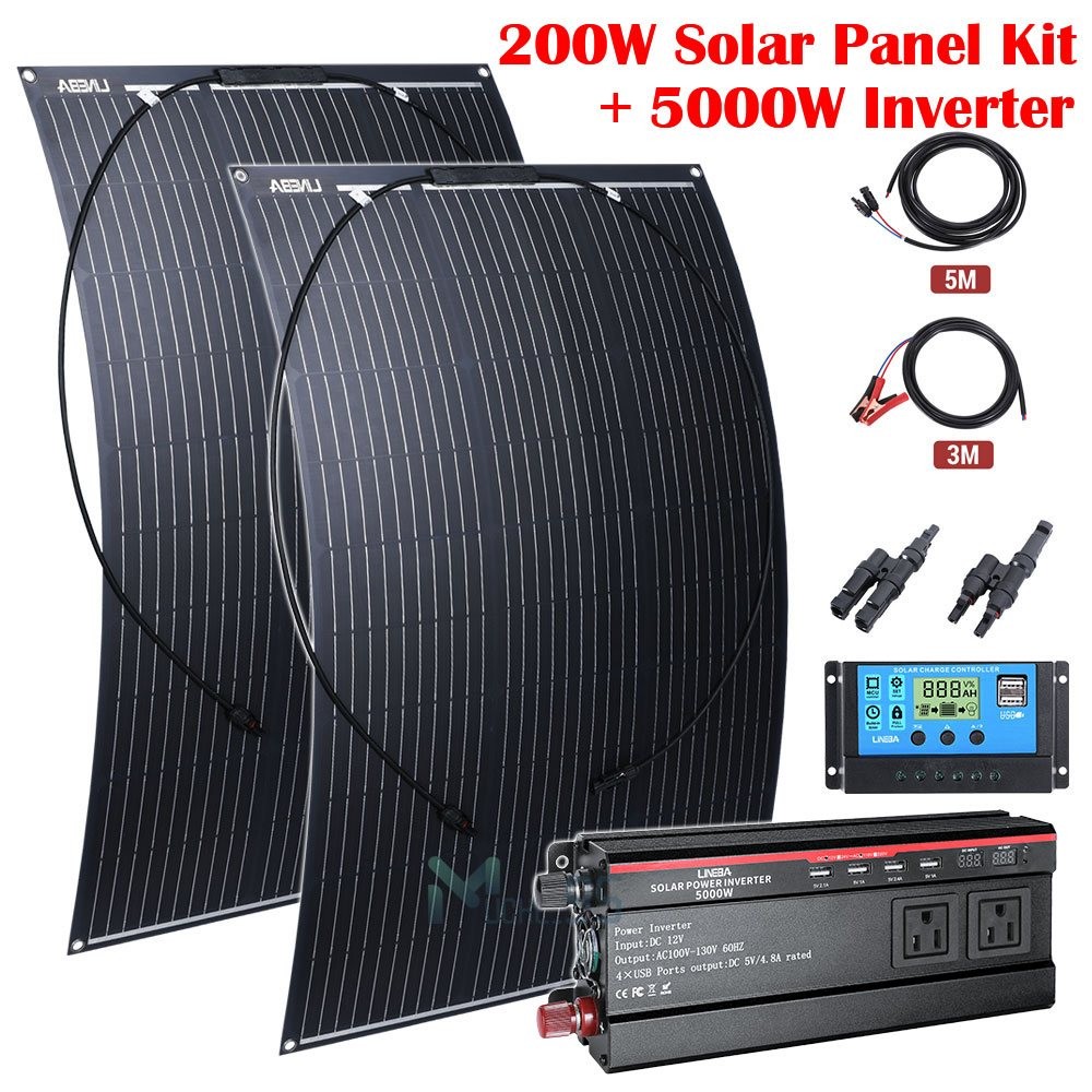 4X100w 400w Flexible Monocrystalline Solar Panel Kit for Home/Caravan/RV/Boat