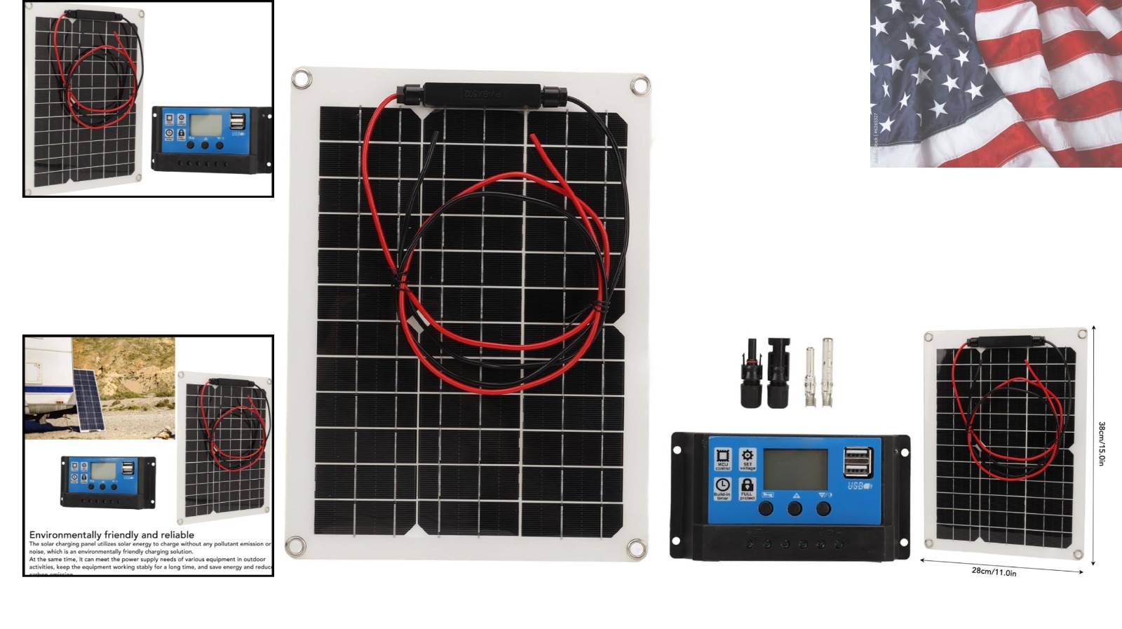 300W Solar Panel Kit DC 12V 24V 50A High Efficiency Solar Charger Waterproof…