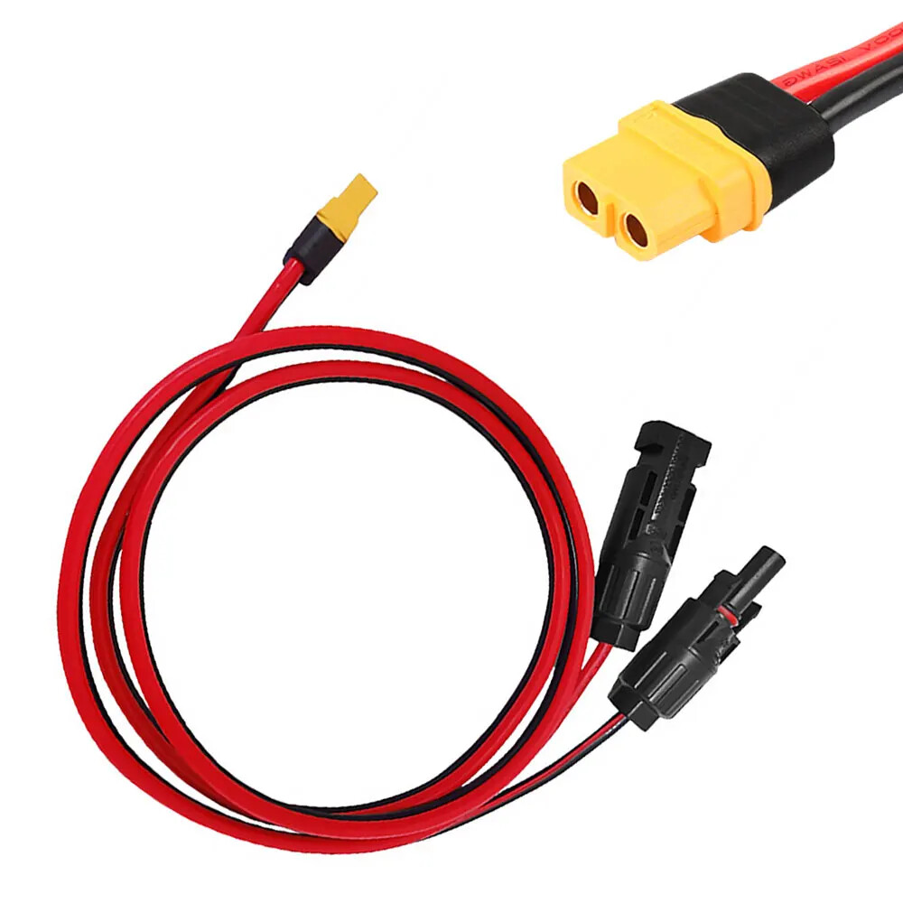 10ft 12 AWG XT60 Female to Solar Connector Solar Panel Extension Charging Cable