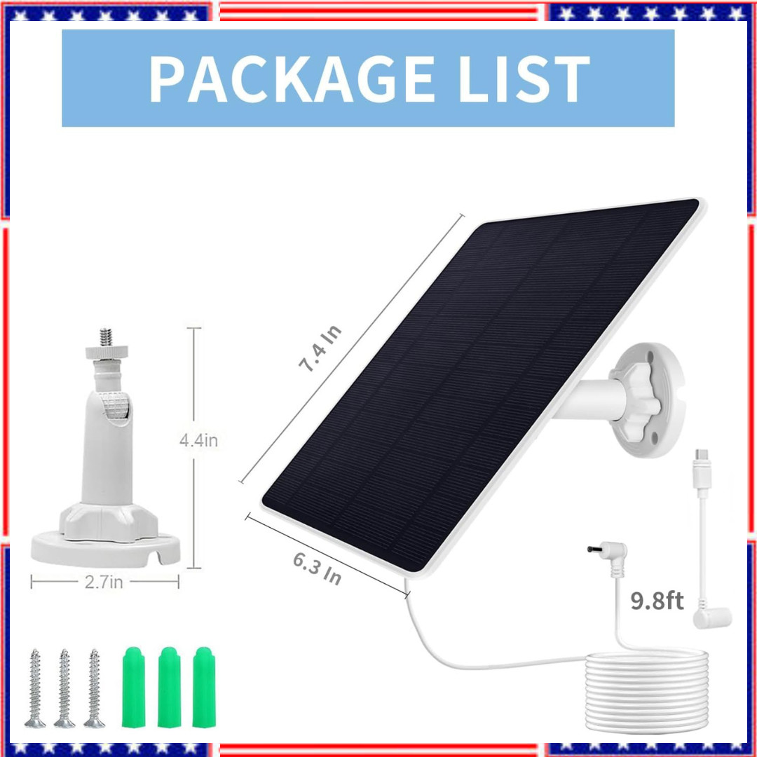 Solar Panel for Ring Camera(2Nd Generation), 2 Pack 5W Solar Panel with 10FT/3M