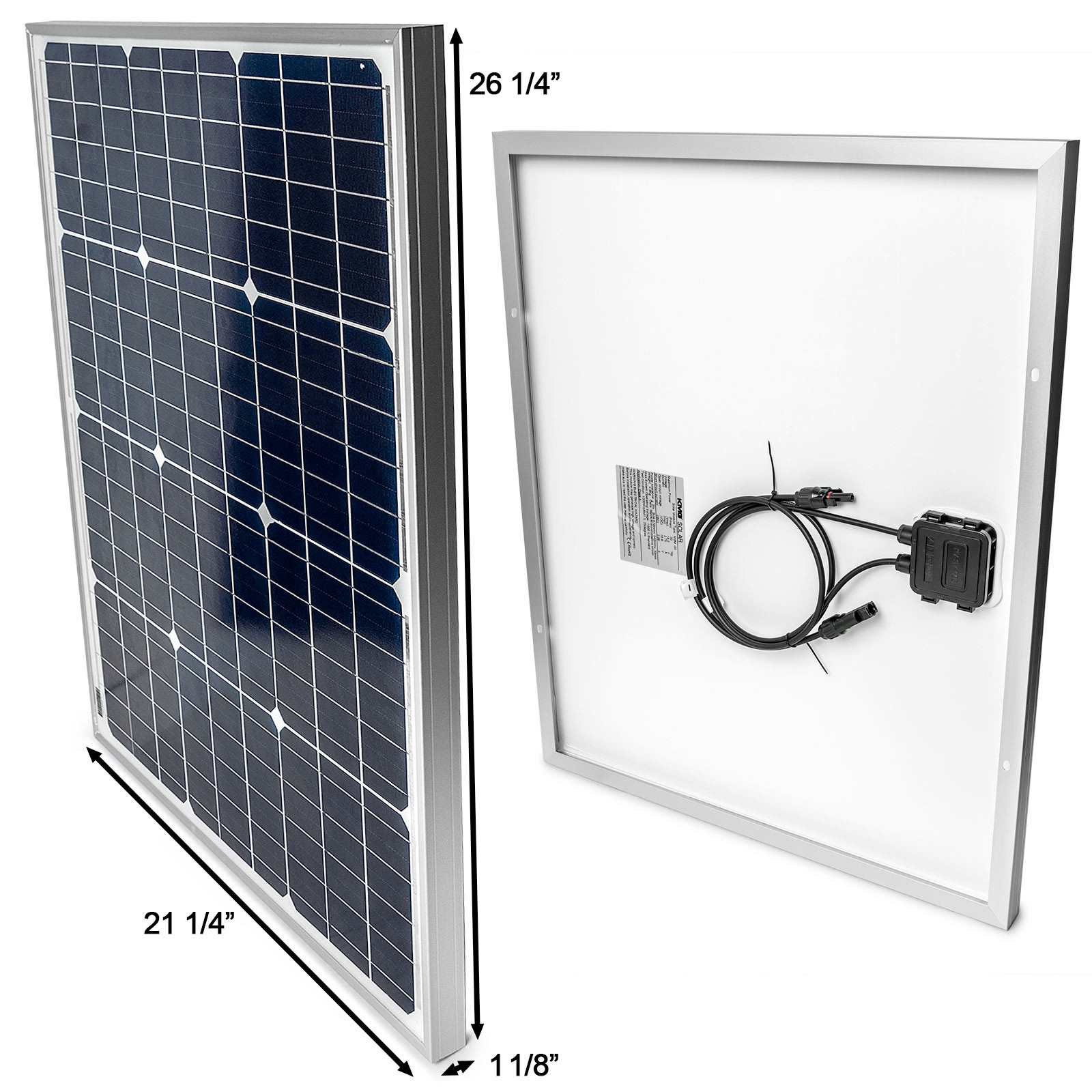 Mono 12V 50W Solar Panel RV Boat Car Battery Solar Charger – 21″ x 26″ x 1″