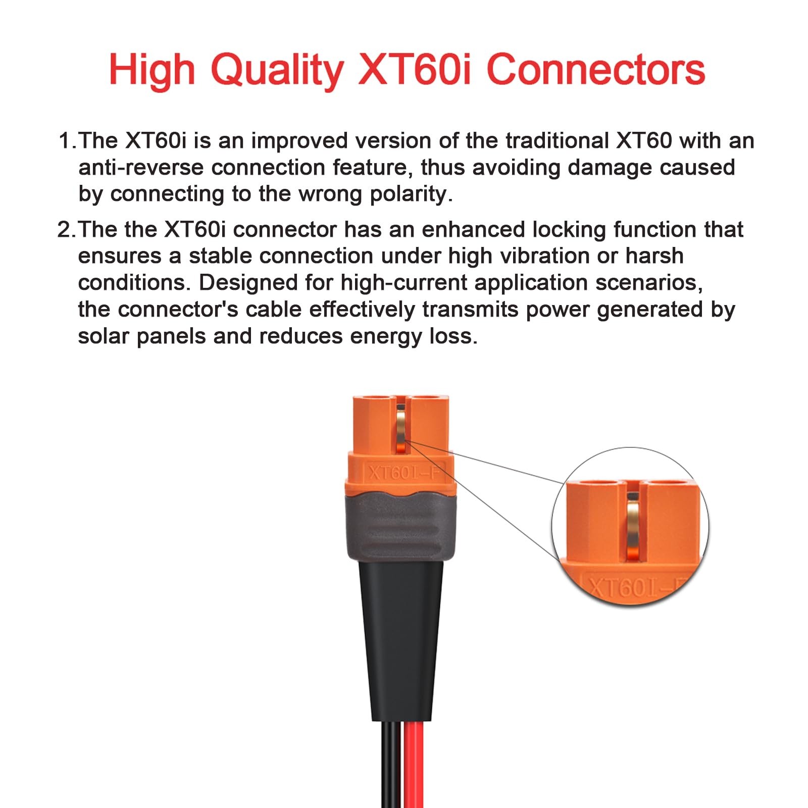 10AWG 2FT Solar to XT60i Cable 2 10 25 35 50 2FT,