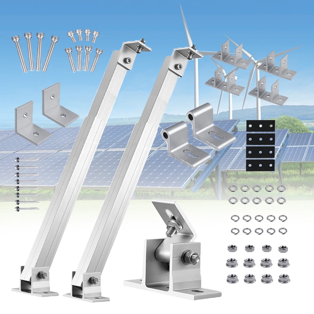 2 Pack 36-68cm Adjustable Solar Panel Tilt Mount Brackets with Foldable Tilt Leg