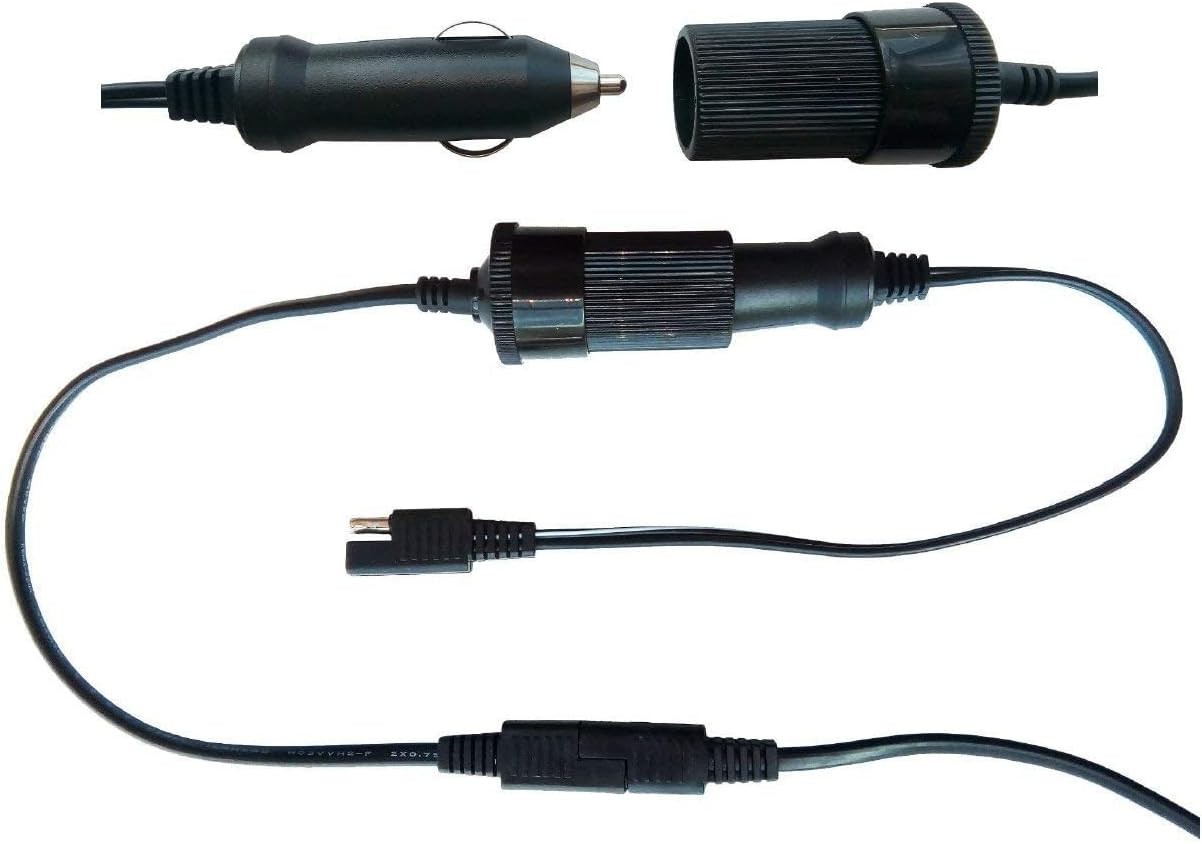 Extendable 16FT SAE Connector Cable with Battery Clamps & Solar Charge Indicator