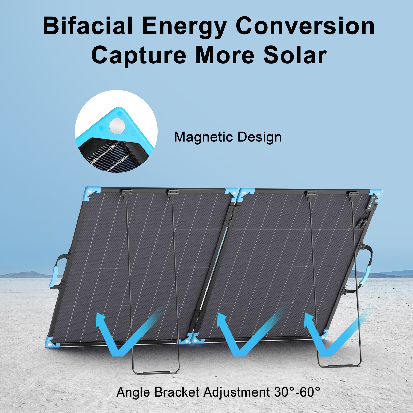 220 W Bifacial Solar Panel for Bluetti Power Stations Generator Backup Solution