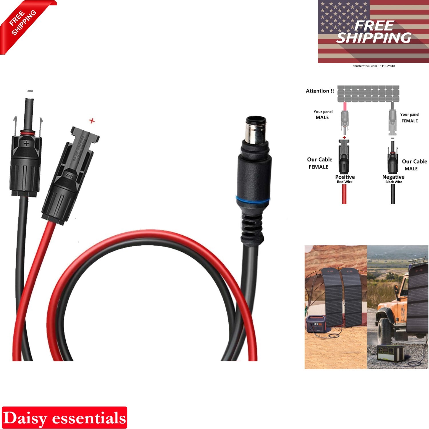 Solar Panel Adapter Cable 8mm to MC4 for GZ, Explorer 160-1000 Solar Generato…