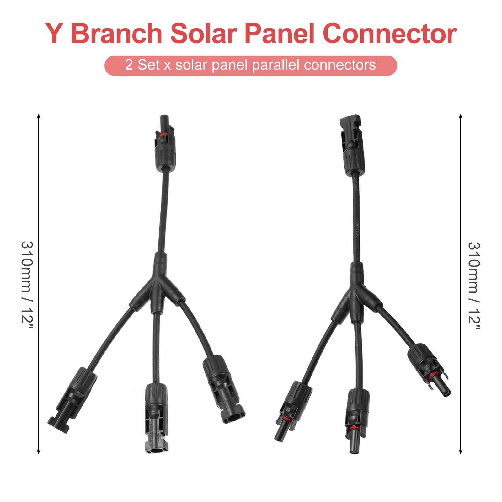 2 Set Solar Panel Connector Y Branch 3 to 1 Parallel Solar Panel Splitter 3 Way
