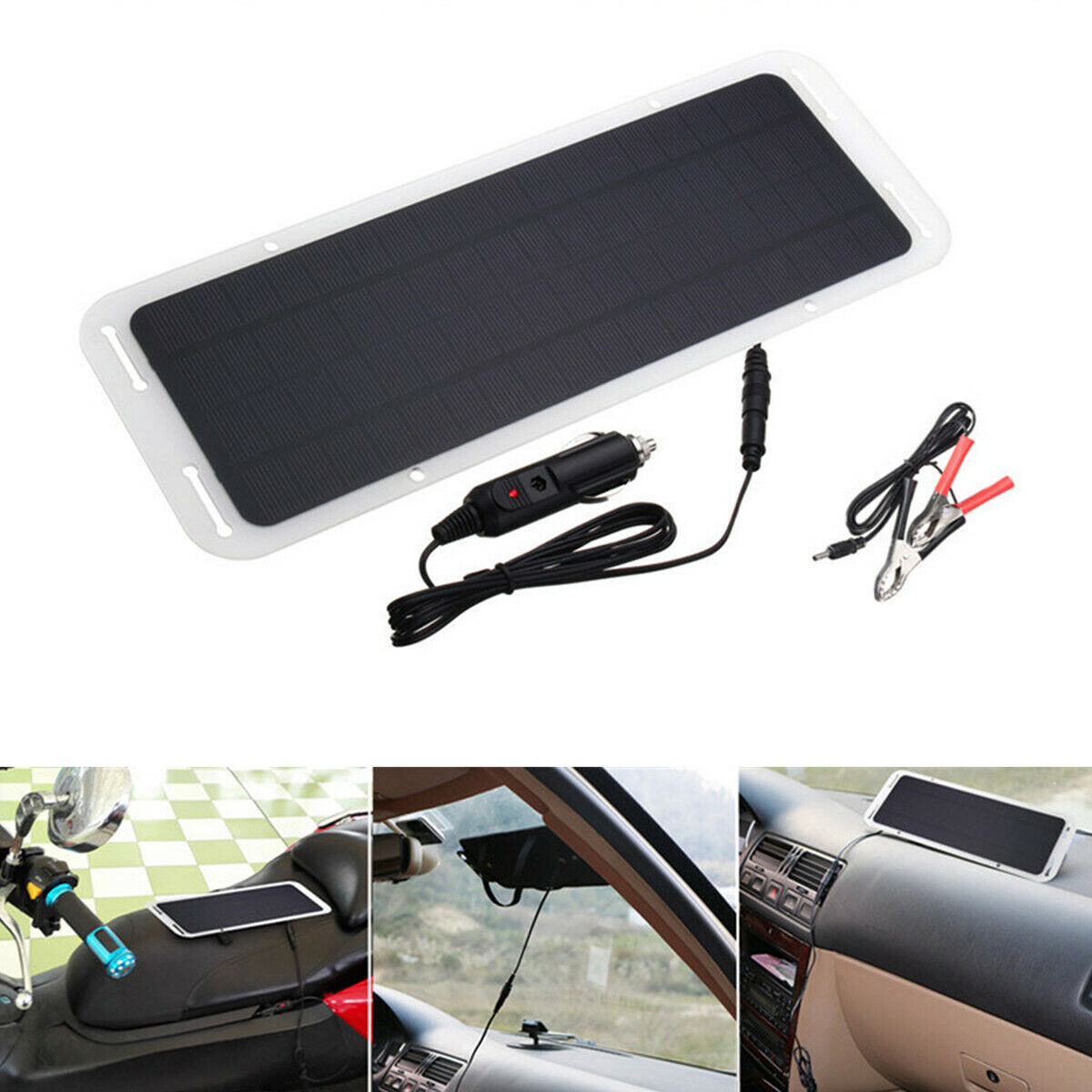 Portable 12V 5W Solar Panel Power Monocrystal Backup Charger Kit For Car Battery