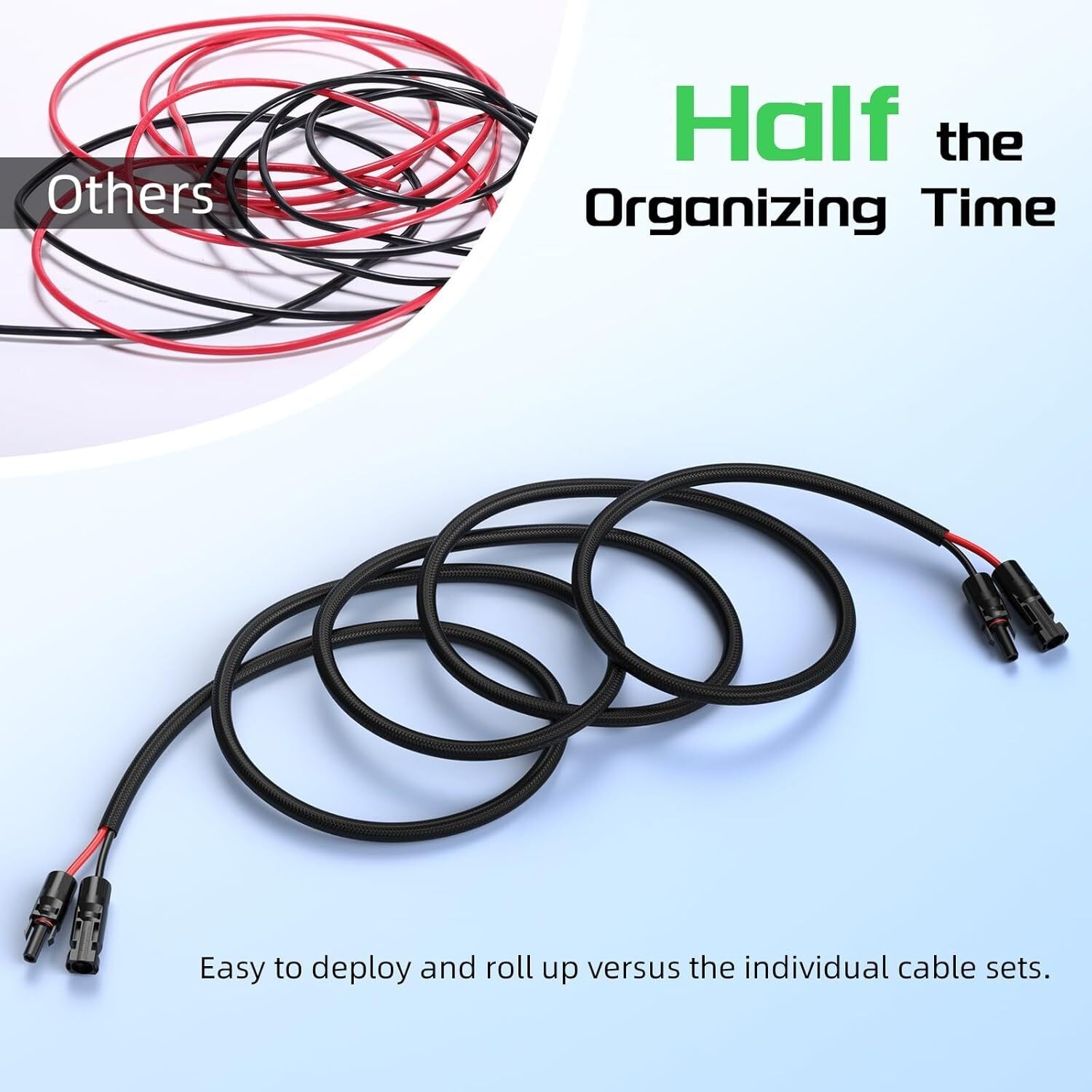 10AWG 30FT Solar Panel Extension Cable Flame Retardant Protective Sleeving Home