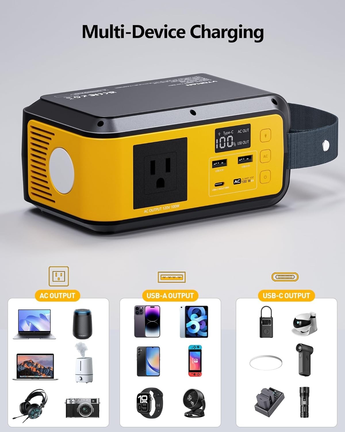 Jump 100 Solar Generator – Ultra-Fast 65W Recharge & LED Light for Emergency Use