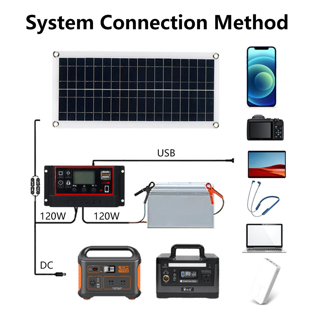 1000 Watts Solar Panel Kit 100A 12V Battery Charger w/ Controller Caravan Boat