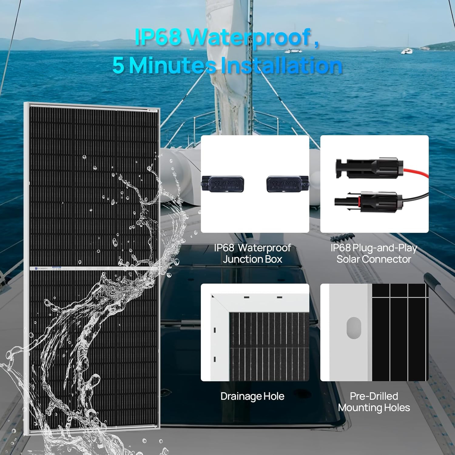 195W Bifacial Solar Panel – 25% Efficiency for RV, Boat, Home & Off-Grid