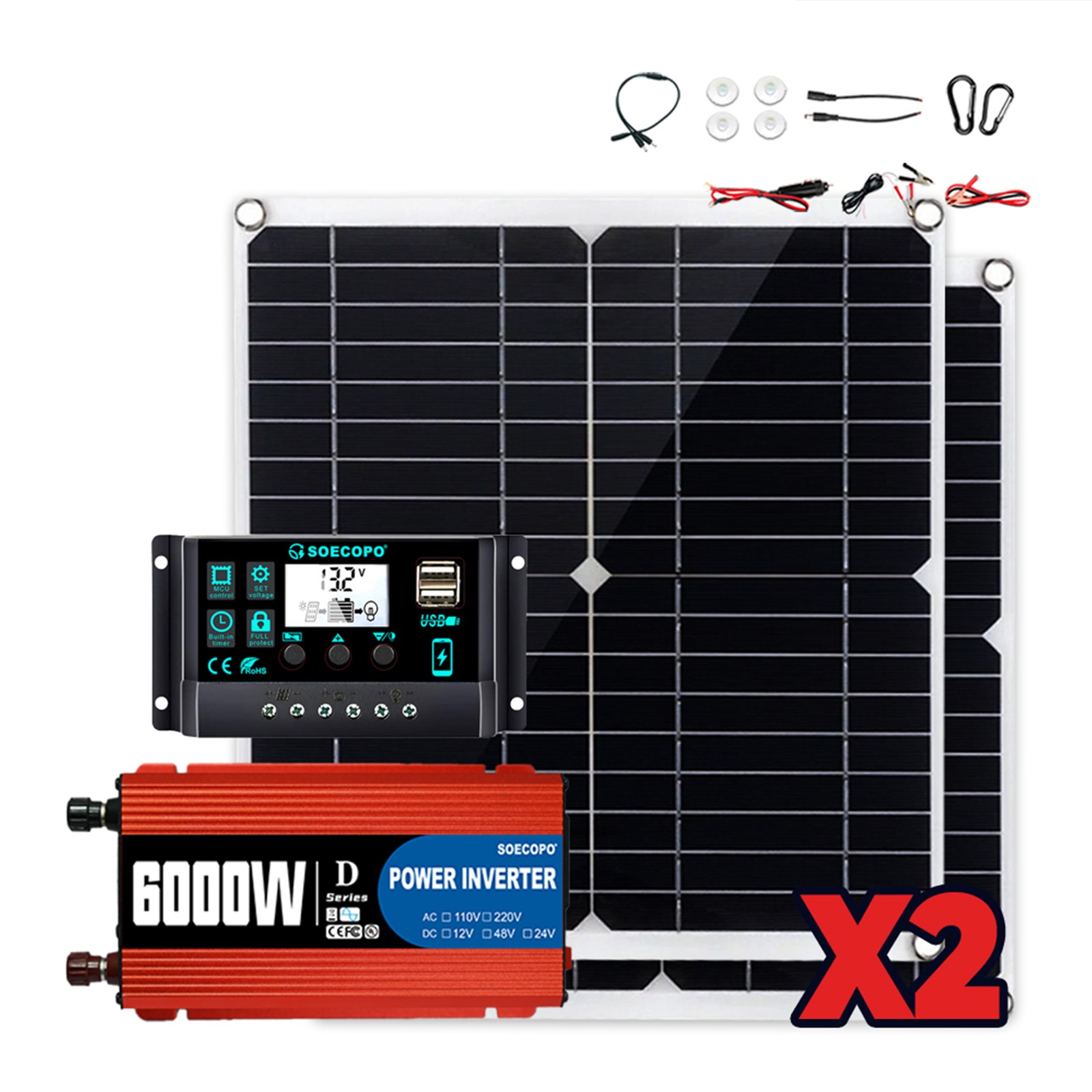 6000W Solar Panel Kit with Battery & Inverter Off Grid for Home RV Camping