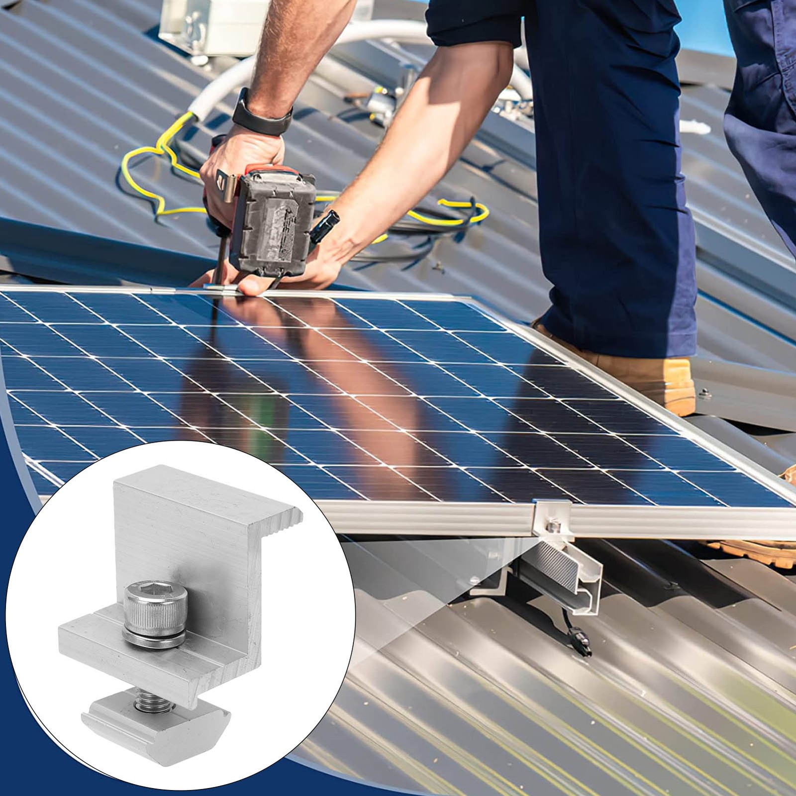 10x Solar Mount Z Bracket Pressing Block PV Panel Rail End Grounding Clamps 40mm