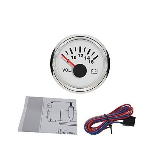 Waterproof Voltmeter Volt Meter 8-16V with Backlight 12V White+Stainless Steel